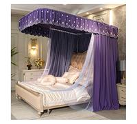 Ciel de lit Princesse pour Filles, à 4 poteaux d'angle avec Support en U, 3 Ouvertures et moustiquaire, pour Lits King Size et Queen Size (Dimensions : 180 x 200 x 2 cm).