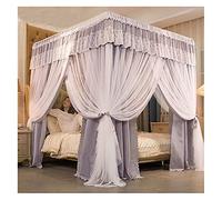 Ciel de lit princesse pour filles, moustiquaire en dentelle brodée, 4 affiches occultantes, pour lit king size, support en métal inclus, décoration de chambre de rêve.