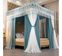 Ciel De Lit Princesse pour Lit à Baldaquin - Rideau Double épaisseur pour Chambre De Fille, Compatible avec Les Cadres De Lit Simple Et King Size, 150 X Blue 1 150 × 200 × 200 cm