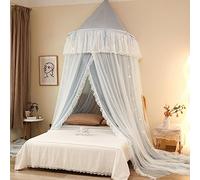 Ciel de lit - Tente moustiquaire en dentelle avec double couche en maille transparente pour lits jumeaux à king size