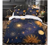 Ciel étoilé 3D Imprimé Drap de Couette Microfibre Respirant Art céleste orné Housse de Couette 2 taies inaltérable Adultes Famille Double（200x200cm）