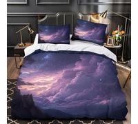 Ciel étoilé 3D Imprimé Housse de Couette Microfibre éclair caché Art Fantastique Cosmique Drap de Couette 2 taies Anti-Tache garçons Filles Super King（260x220cm）