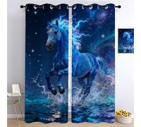 Ciel étoilé Chambre à Coucher Rideaux, Cheval Rideau Occultant, Univers Salon Rideau, Style Science-Fiction et Fantasy Isolant Panneaux de Rideaux Intérieurs L70 x H160cm 2 Panneaux