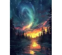 Ciel éToilé Diamond Painting Adulte, Diamond Painting Aurore Peinture Diamant Débutant 5D DIY Complet Broderie Diamant Strass Point de Croix Loisirs Créatifs Adultes, Decoration Murale 80x110cm -n56P4
