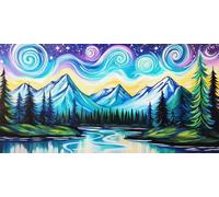 Ciel éToilé Diamond Painting Enfant, Montagne Diamond Painting, Peinture Diamant Kit Complet, Full Drill Cristal Point De Croix Fabrication MosaïQues Artisanat, Cadeaux DéCoratif Femme 140x70cm T-Z929