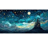 Ciel éToilé Diamond Painting Enfant, Paysage Diamond Painting, Peinture Diamant Kit Complet, Full Drill Cristal Point De Croix Fabrication MosaïQues Artisanat, Cadeaux DéCoratif Femme 140x70cm T-Z925