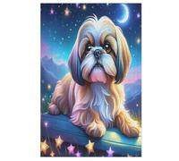 Ciel étoilé Dog Puzzles 1000 Pièces Adultes, Puzzle en Bois Jeux D'adresse pour Toute La Famille,Jeu De Team Building,Cadeau pour Les Amis Ou Les Amants, (78×53cm)