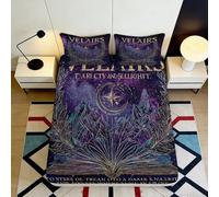 Ciel étoilé Drap-Housse 3D imprimé Microfibre Montagnes Violettes Protège-Matelas Antidérapant Lavable Décoration Chambre 90x200x25cm