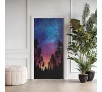 Ciel Étoilé Fantastique Stickers pour 3D Imperméable Auto-Adhésif,Bleu Violet Onirique PVC Poster de Porte,Ciel Bande Dessinée Stickers de Porte Papier Peint 95x205 cm a1R198