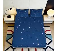 Ciel étoilé Galaxie Drap-Housse 3D imprimé Microfibre nébuleuse Cosmique Housse de Matelas antidérapant Chambre décor 120x200x25cm