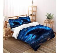 Ciel étoilé Godzilla Housse De Couette 3 Pièces Animal Themes Wildlife Imprimé De Couvre-Lit Microfibre Pour Chambre À Coucher Doux Et Confortable Avec 2 Taie D'oreiller Super King(260x220cm)