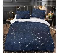 Ciel étoilé Housse de Couette Microfibre résistante Douce Confortable Vue cosmique de la galaxie Parure de Lit 3D Imprimée Fermeture Éclair Hypoallergique for Adultes Enfants Super king（260x220cm）