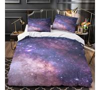 Ciel étoilé Housse de Couette Microfibre Ultra Douce 3D Imprimée Résistante Vue cosmique de la galaxie Parure de Lit Fermeture Éclair Hypoallergique Confortable for Hommes Enfants Single（135x200cm）