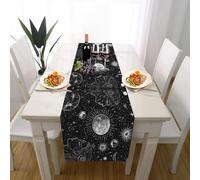 Ciel Étoilé Lune Fantastique Décoration de Table Lavable 40 x 180 cm, Univers Mystérieux Chemin de Table Decoration Anniversaire Mariage Champetre Bapteme Fête Décor Cuisine Armoires
