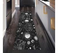 Ciel Étoilé Lune Fantastique Tapis de Cuisine Devant Evier Antidérapant Lavable 60 x 180 cm, Univers Mystérieux Tapis de Passage Interieur Entrée pour Salon Bureau Chambre à Coucher