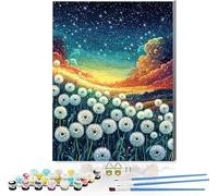 Ciel Étoilé Peinture par Numero Adulte, Paysage Peinture par Numéros Kits, DIY Peintures Acrylique Avec Peintures et Pinceaux, Paint by Numbers Kits Décoration Maison Cadeau (Sans Cadre) 50x70cm H-37