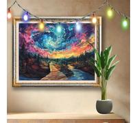 Ciel étoilé,Ruisseau Peinture Diamant Kit,5D Diamond Painting Adulte 160x120cm,Bricolage Diamant Artisanat Strass Point de Croix Painting,Tableau Diamant Kits pour Décoration Murale Cadeau 511N-8600