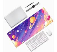 Ciel Étoilé Tapis de Souris Gaming 900x300x3mm, Grand Tapis de Souris Gamer Bureau Couleur Bords Surpiqués Précision Vitesse Base Caoutchouc Imperméable Antidérapante pour Bureau, Études,Gaming 0E-870