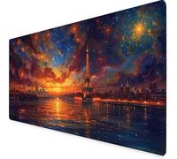 Ciel éToilé Tapis de Souris XXL 80x30cm, Tapis Souris Tour Eiffel sous Main Bureau avec 3MM Bords Cousus, Imperméable Mouse Pad Base en Caoutchouc Antidérapant Surface, Gamer, PC, Cadeau -yym2509E4