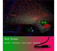 Ciel Etoile Voiture Veilleuse LED for toit de voiture, projecteur USB, lumière romantique, commande vocale, éclairage intérieur rotatif for chambre à coucher, fête(Red green)