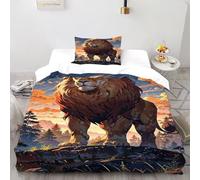 Ciel Lion Housse De Couette 2 Pièces Parure De Couette Animal Themes Wildlife Microfibre 1 Taie d'oreiller Single(135x200cm)