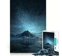 Ciel Nocturne au-Dessus des Montagnes enneigées d'Islande Puzzle de 1000 pièces pour Adolescents Jeu de logique et de détente Découpe précise Cadeau précieux (50x75cm)