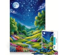 Ciel Nocturne au-Dessus d'une vallée luxuriante Puzzle de 1000 pièces pour Adultes Jeu de réflexion et de Loisirs Qualité supérieure Joli présent (50x75cm)