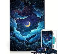 Ciel Nocturne avec Croissant de Lune Puzzle de 1000 pièces pour Adultes Jeu Intelligent Activité à Domicile Découpe précise Décoration Murale (38x52cm)