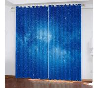 Ciel Nocturne Bleu 3D Impression Rideau étoile Brillante Rideaux Occultants À Oeillets Anti Bruit Opaques 140x240cm Rideaux Lot de 2 pour Salon Chambre Décoration