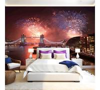 Ciel Nocturne De La Ville Papier Peint 300 x 210 cm Feu d'artifice du London Bridge Papier Peint Panoramique Tapisserie Photo Poster Intissé Mur Moderne Décor Murale Salon Chambre á Coucherr Bureau