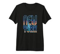 Ciel Nocturne de New York - USA Liberty et One World World Art T-Shirt Haut de Gamme