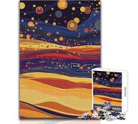 Ciel Nocturne du désert, Style Gustav Klimt Puzzle de 1000 pièces pour Adultes Jeu éducatif et Stimulant pour Les méninges Cadeau Original et mémorable Dimensions:38x26cm