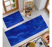 Ciel Nocturne Tapis de Cuisine, Bleu Foncé Tapis Cuisine Devant Evier Long Antidérapant Lavable, Espace des Rêves Paillasson Lavable Décoratif Salon Couloir - 43x75+43x150cm