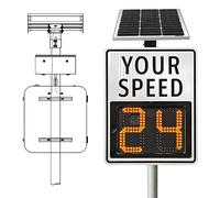 CIELOBLOEN 90 x60cm Radar de limitation de Vitesse Solaire sans Fil avec télécommande et paramètres Personnalisables, écran réfléchissant Haute luminosité pour la modération White