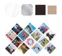 CIELOBLOEN Aimants carrés en Carton et Acrylique pour création de Magnets Photo, 200/500 Lots, 6,3 x 6,3 cm, avec Film Transparent et Aimant, Kits de création d'autocollants Acrylic-200set