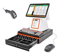 CIELOBLOEN Caisse enregistreuse, écran Tactile 15,6", Terminal de Point de Vente pour commerces et Restaurants, 8 Go de RAM, SSD 128 Go, imprimante intégrée 58 mm White-DualScreen