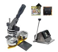 CIELOBLOEN Machine de Fabrication de Boutons Magnétiques 5x5cm avec Coupe-Papier - Kit de Fabrication d'Aimants Photo Carrés 200 Pièces pour Artisanat et Stickers