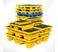 CIELOBLOEN Palette de Rétention pour Fûts et Bac de Confinement Modulaire avec Grille Amovible, Drain et Prise pour Chariot Élévateur pour Stockage Industriel 120×60×10cmDoubleBarrel