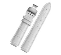 CIEMJSYNF Bracelet de montre en cuir compatible avec ballon bleu Cartier hommes femmes bracelet de montre convexe épingle ou boucle papillon noir rouge 16 18 20 22 mm(White-silver B,16mm-8mm)
