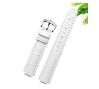 CIEMJSYNF Bracelet de montre en cuir compatible avec ballon bleu Cartier hommes femmes bracelet de montre convexe épingle ou boucle papillon noir rouge 16 18 20 22 mm(White-silver A,14mm-8mm)