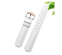 CIEMJSYNF Bracelet de montre en cuir compatible avec ballon bleu Cartier hommes femmes bracelet de montre convexe épingle ou boucle papillon noir rouge 16 18 20 22 mm(White-rose gold A,14mm-8mm)