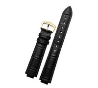 CIEMJSYNF Bracelet de montre en cuir compatible avec ballon bleu Cartier hommes femmes bracelet de montre convexe épingle ou boucle papillon noir rouge 16 18 20 22 mm(Black-gold A,18mm-11mm)