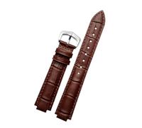 CIEMJSYNF Bracelet de montre en cuir compatible avec ballon bleu Cartier hommes femmes bracelet de montre convexe épingle ou boucle papillon noir rouge 16 18 20 22 mm(Brown-silver A,22mm-14mm)