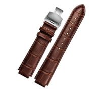 CIEMJSYNF Bracelet de montre en cuir compatible avec ballon bleu Cartier hommes femmes bracelet de montre convexe épingle ou boucle papillon noir rouge 16 18 20 22 mm(Brown-silver B,14mm-8mm)