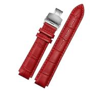 CIEMJSYNF Bracelet de montre en cuir compatible avec ballon bleu Cartier hommes femmes bracelet de montre convexe épingle ou boucle papillon noir rouge 16 18 20 22 mm(Red-silver B,20mm-12mm)