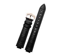 CIEMJSYNF Bracelet de montre en cuir compatible avec ballon bleu Cartier hommes femmes bracelet de montre convexe épingle ou boucle papillon noir rouge 16 18 20 22 mm(Black-rose gold A,14mm-8mm)