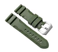 CIEMJSYNF Bracelet de montre en Silicone Compatible avec Panerai SUBMERSIBLE PAM 111 441 616 Bracelet 22mm 24mm hommes accessoires en caoutchouc sangles(Green-silver,24mm)