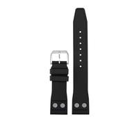 CIEMJSYNF Nature Soft Fluororubber FKM Rubber Watchband Compatible With IWC Strap Big Pilot Portofino TOP Watchbands With Rivet(Black-silver pin,22mm)