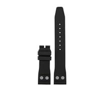 CIEMJSYNF Nature Soft Fluororubber FKM Rubber Watchband Compatible With IWC Strap Big Pilot Portofino TOP Watchbands With Rivet(Black-no buckle,21mm)