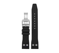CIEMJSYNF Nature Soft Fluororubber FKM Rubber Watchband Compatible With IWC Strap Big Pilot Portofino TOP Watchbands With Rivet(Black-silver,20mm)